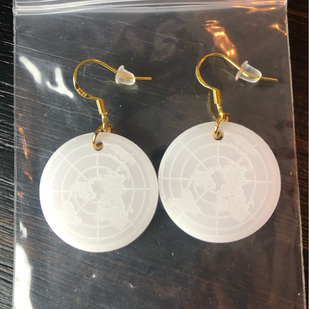 Flat Earth Acrylic Earrings -White